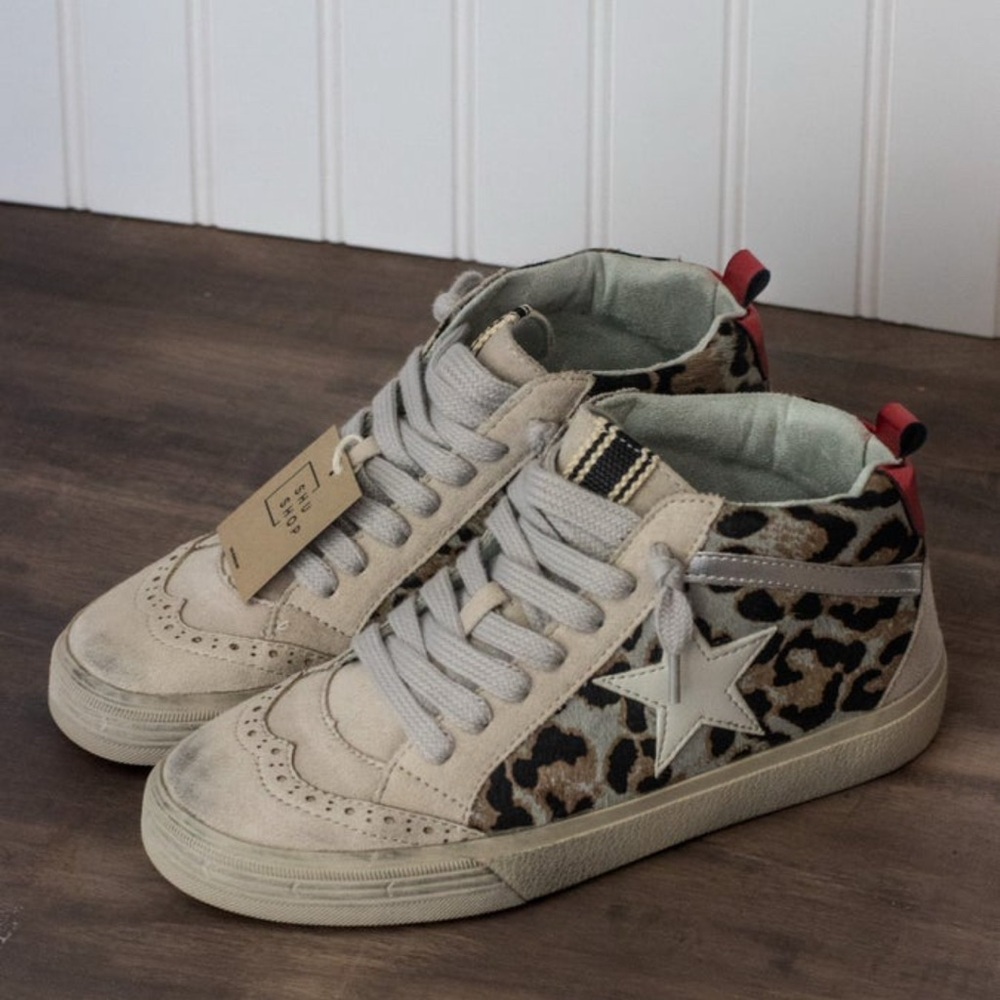 ShuShop Grey Leopard Hair Sneakers